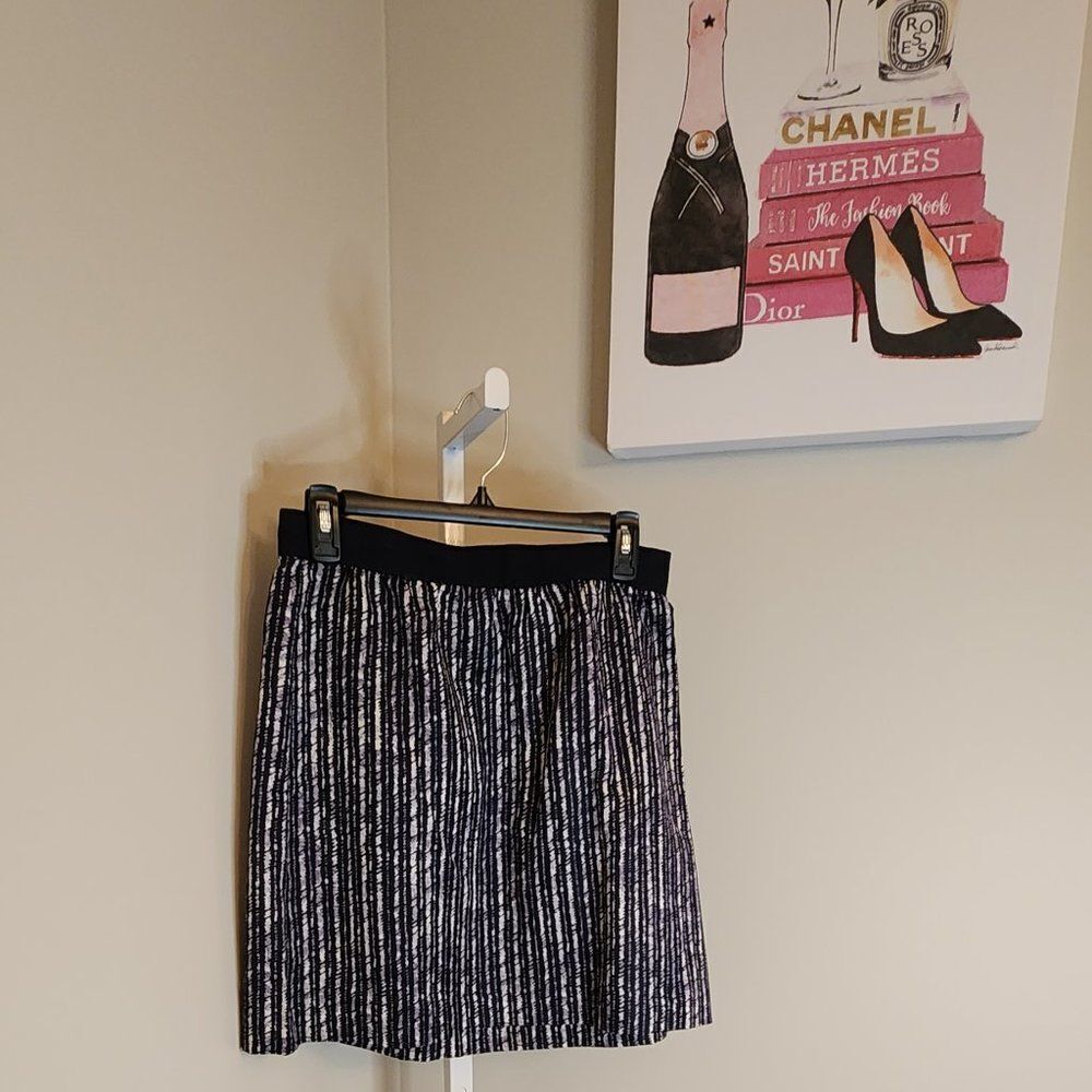 Loft Navy Blue Striped Pattern Skirt